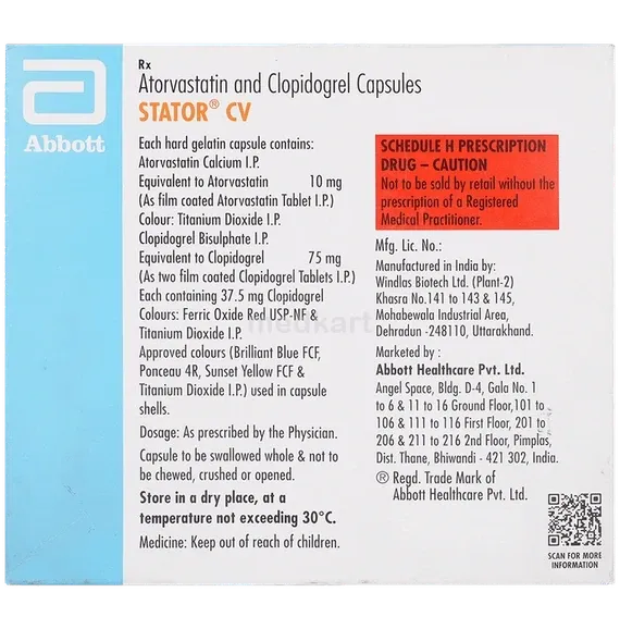 stator cv 10/75mg capsule 15's